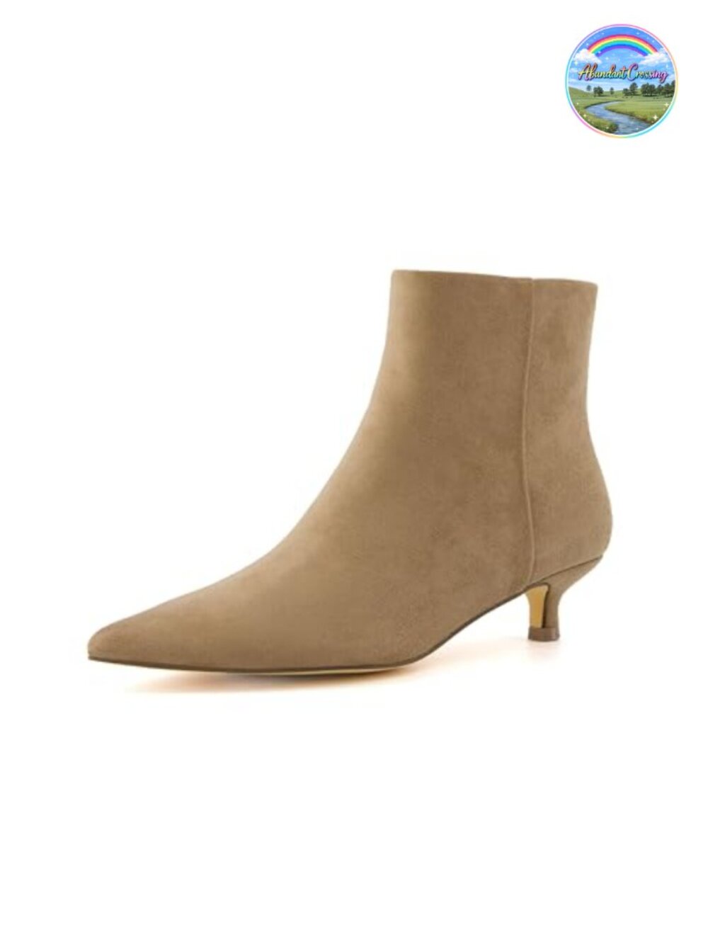 Kitten Heel Ankle Booties Vegan Leather Memory Foam Women's